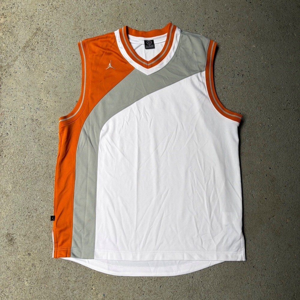 Jordan Brand 20th Anniversary Basketball Jersey XL White Orange Grey 23 Graphic